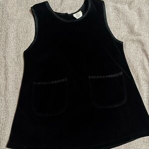 Vintage Old Navy Black Velvet Sleeveless Pinafore Dress with Front Pockets